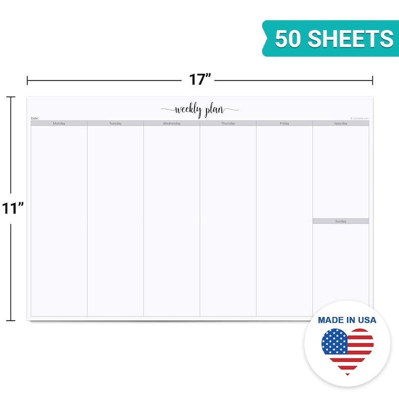Jumbo Weekly Planning Desktop Notepad 50 Sheets 11x17 Etsy