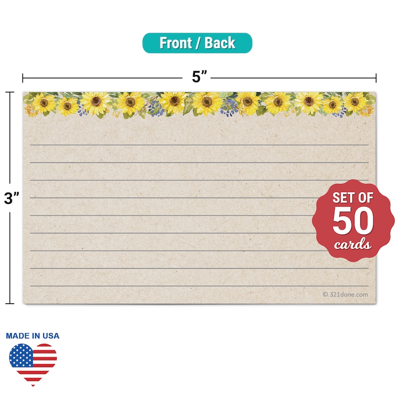 Thick Heavy Duty Cardstock Simple Note Cards 321Done Set of 50 Large 4x6 College-Ruled Lined Notecards Double-Sided Ruled Index Cards