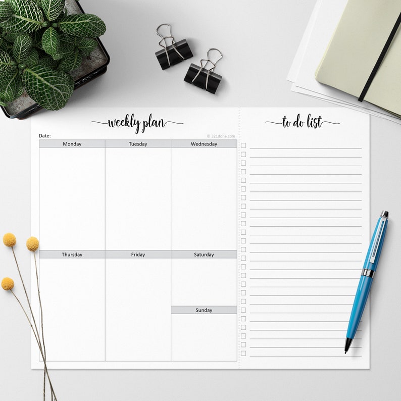 Weekly Calendar Planning Notepad with Perforated To Do List image 0
