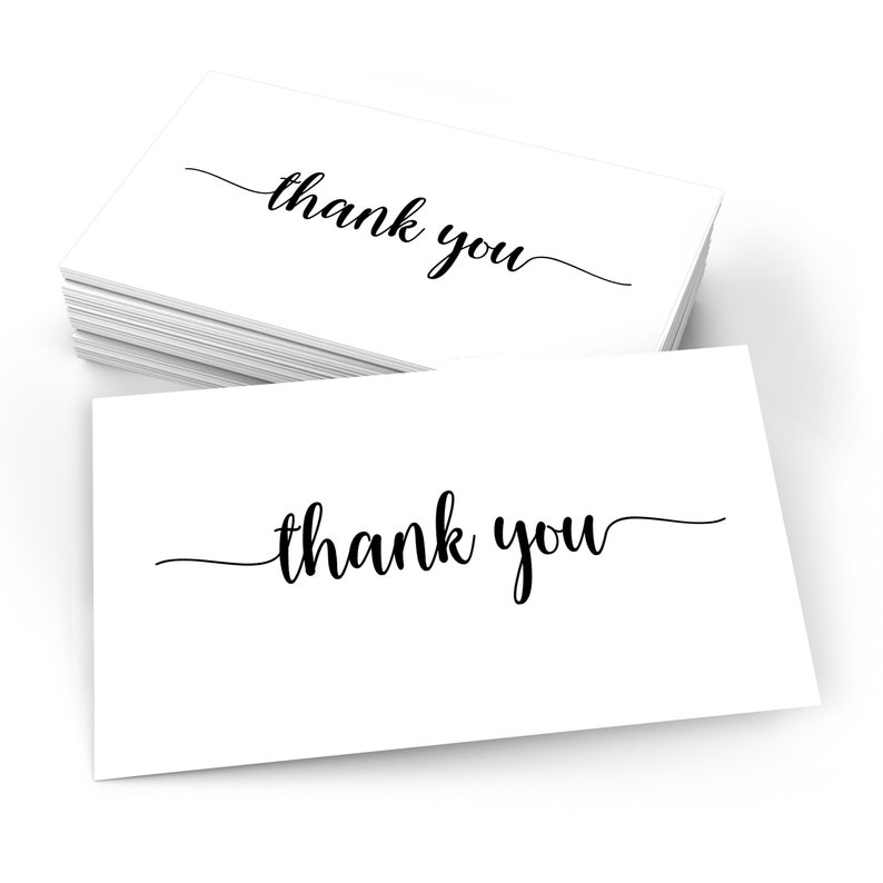 Thank You Note Cards set of 50 Plain White Thank You Card Etsy