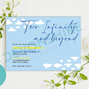 Two Infinity and Beyond Birthday Invitation, Toy Story Party invitation, Toy Story Birthday, Digital Download, Toy Story