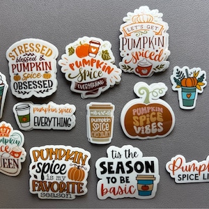 Pumpkin Spice Stickers - Waterproof Glossy Waterproof Vinyl Sticker, Waterproof Water bottle Sticker, Stickers for Laptop