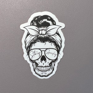 Skull Sticker - Spooky Kindle sticker, Glossy Waterproof Vinyl Sticker, Water bottle Sticker, - Skull Stickers for Laptop