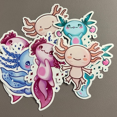 Axolotl Stickers Waterproof Glossy Waterproof Vinyl Sticker Etsy