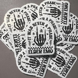 Emo Aufkleber, älterer Emo Punk glänzender wasserdichter Vinylaufkleber, wasserdichter Wasserflaschenaufkleber, Emo-Aufkleber für Laptop