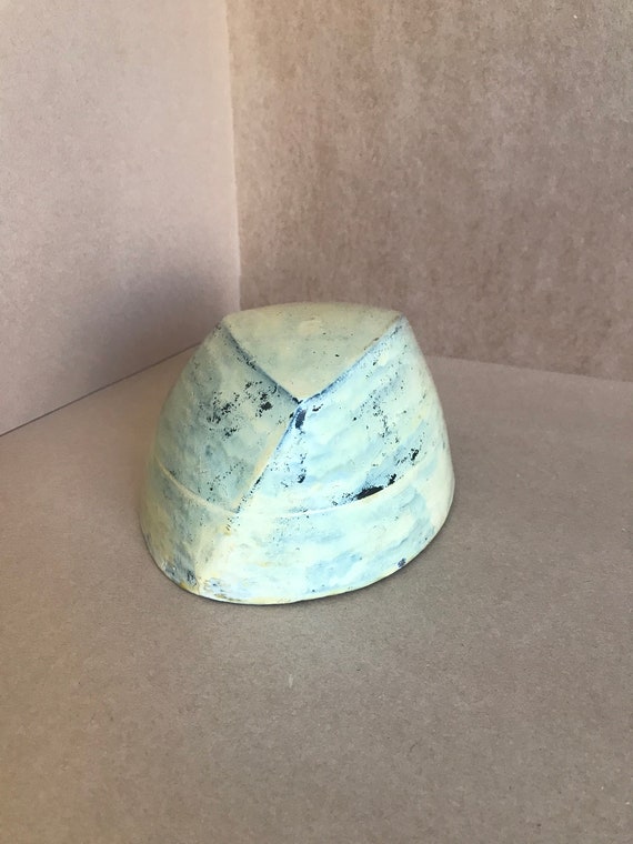 Vintage wood crown hat block asymmetric crown bloc