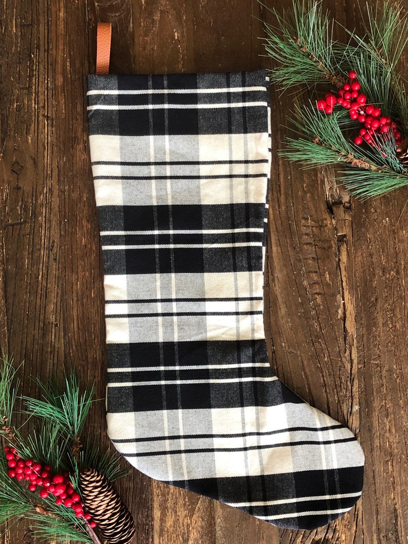 Modern Farmhouse Christmas Stockings Black and white Etsy
