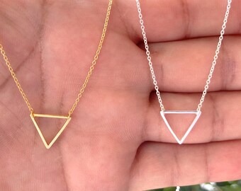 Collar minimalista de plata de ley, collar delicado de plata de ley, collar geométrico, collar de mini triángulo