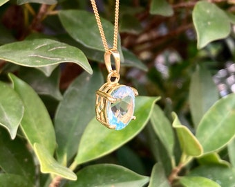 Sky Blue Topaz Pendant, Sterling Silver Sky Blue Topaz Necklace, Sterling Silver Sky Blue Topaz Pendant, Topaz Jewelry