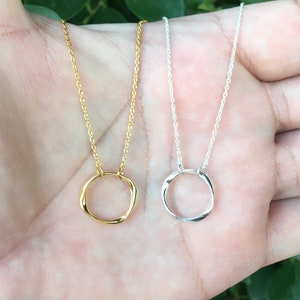 Sterling Silver Twisted Open Circle Necklace, Karma Necklace, Circle of Life Necklace, Minimalist Silver Necklace, Eternity Necklace