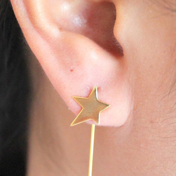 Sterling Silver Star Ear Jacket, Minimalist Star Silver Earrings, Minimalist Star Ear Jacket, Star Ear Jacket, Sterling Star Ear Jacket