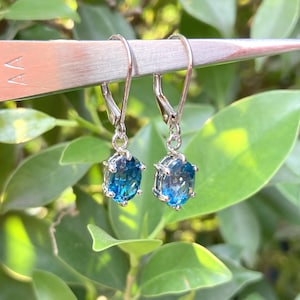 3.380cts London Blue Topaz Earrings, Sterling Silver London Topaz Earrings, London Blue Topaz Earrings, London Blue Topaz Dangling