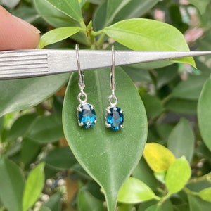 London Blue Topaz Earrings with Lever Back, Sterling Silver London Topaz Earrings, London Blue Topaz Earrings, London Blue Topaz Dangling
