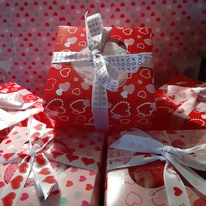 Fuzzy sock cupcake in a heart print cupcake  box