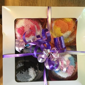 Women’s Fuzzy Sock Cupcakes in a Bakery Box
