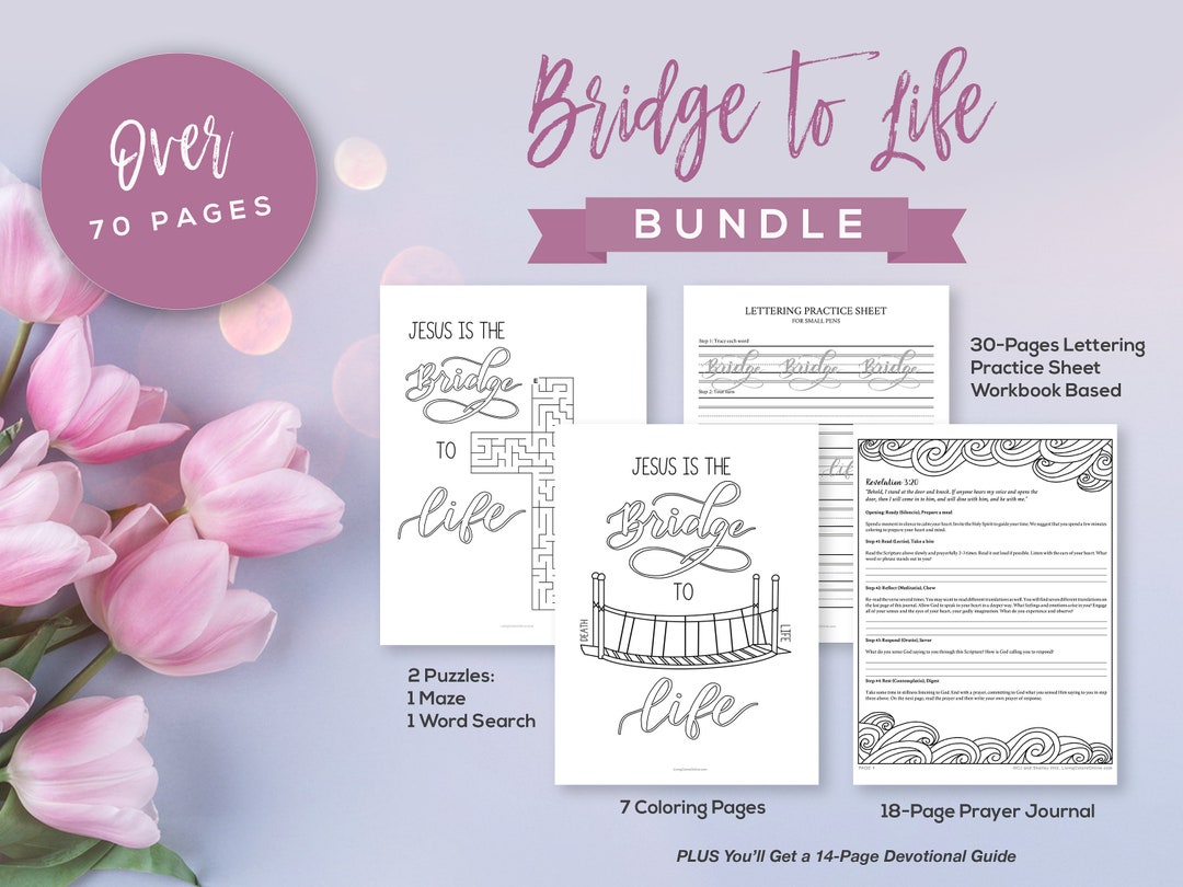 Bridge to Life Lettering Practice Sheets Christian Coloring Pages ...
