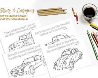 Be Strong and Courageous 30-Page Classic Cars Coloring Book
