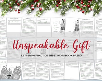 Unspeakable Gift - Lettering Practice Sheets + Christian Coloring Pages + Prayer Journal Printable