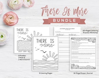 There Is More - Lettering Practice Sheets + Christian Coloring Pages + Prayer Journal Printable