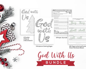 God With Us - Lettering Practice Sheets + Christian Coloring Pages + Prayer Journal Printable