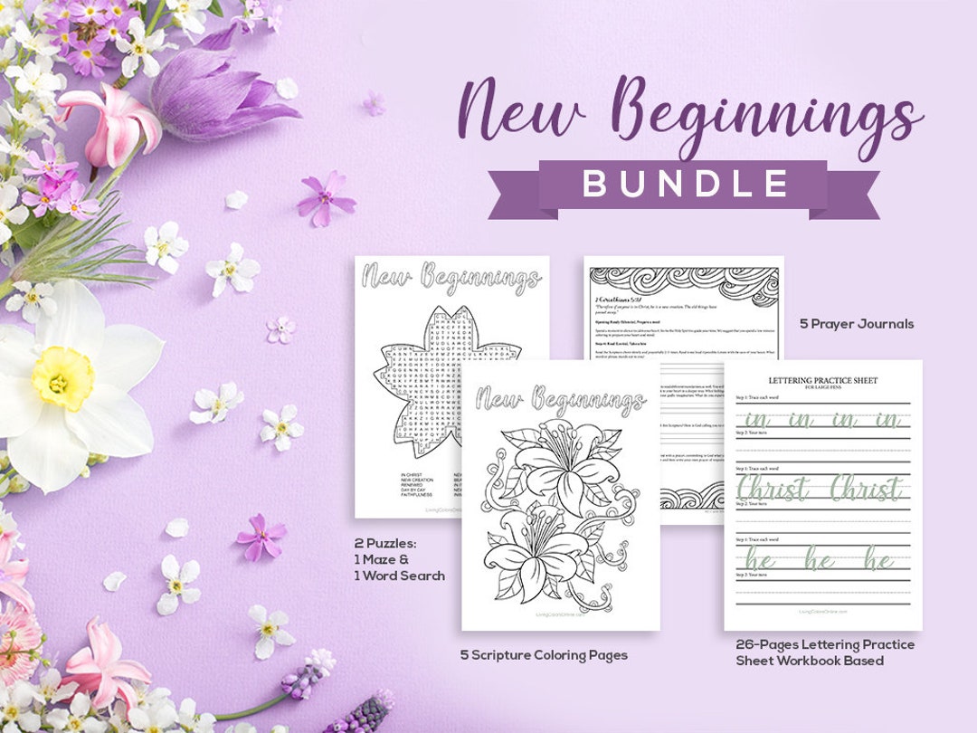 New Beginnings Lettering Practice Sheets Christian - Etsy