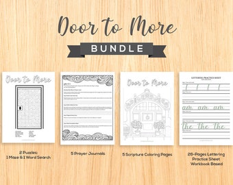 Door to More - Lettering Practice Sheets + Christian Coloring Pages + Prayer Journal Printable