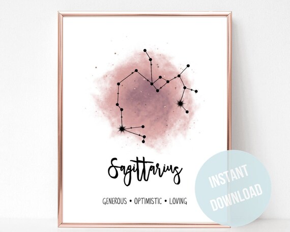 Astrology Print Star Sign Print Printable Wall Art Sagittarius Zodiac Poster Astrology Decor Sagittarius Art Sagittarius Print Zodiac Gift