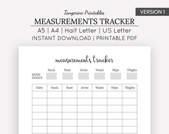 A6 Measurement Tracker A6 Body Measurements Tracker A6 Etsy