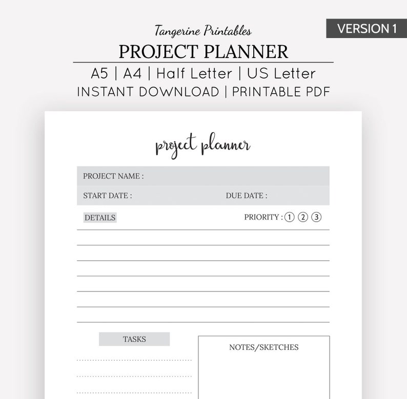 Task Planner Printable Undertaking Tracker PDF A5 A4 US Letter 50 % Letter Dimensions Planner Printable Planner Include Task Planner image about Printable Project Planner named Job Planner Printable Challenge Tracker PDF A5 A4 US Letter 50 percent Letter Dimensions Planner Printable Planner Increase Undertaking Planner