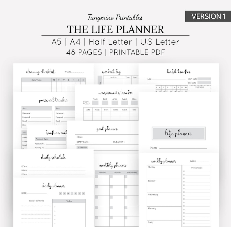 Life Planner Printable Printable Life Planner Lifestyle | Etsy