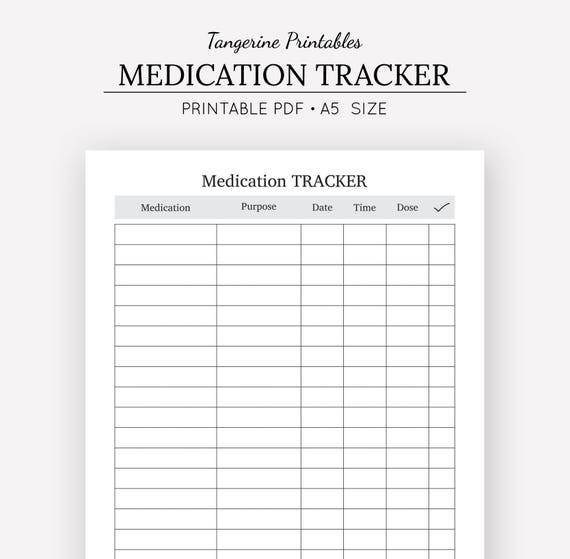 Medication Tracker Medication Chart A5 Insert A5 Planner | Etsy