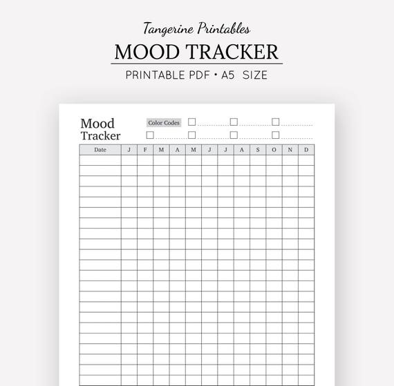 Mood Tracker Printable Printable Planner Insert A5 Planner Etsy