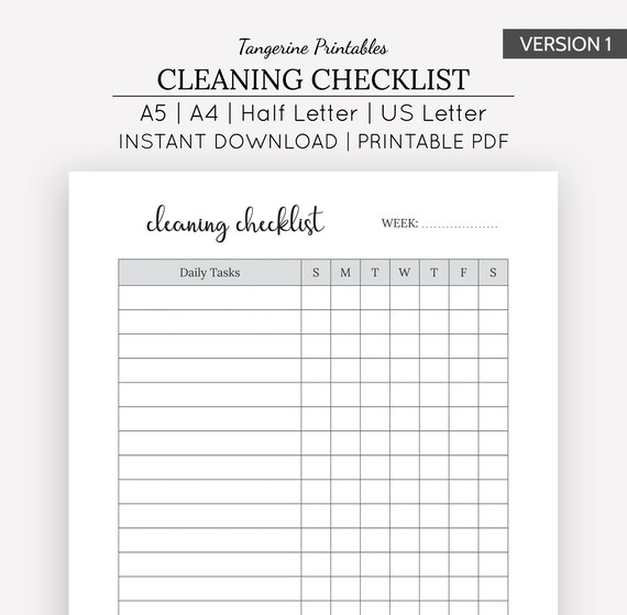 Cleaning Schedule Chart