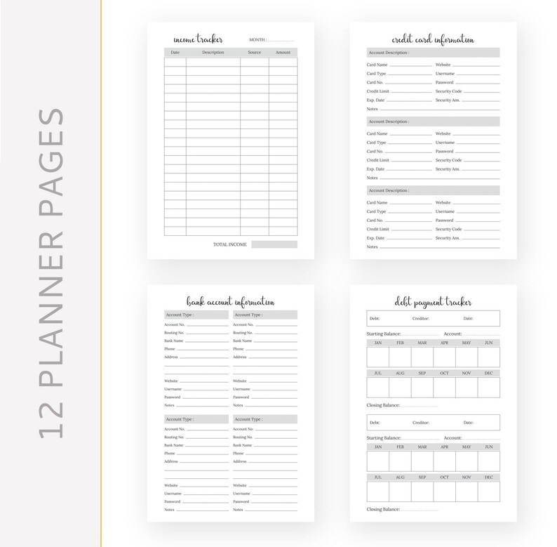 Financial Planner Printable Finance Planner Printable - Etsy