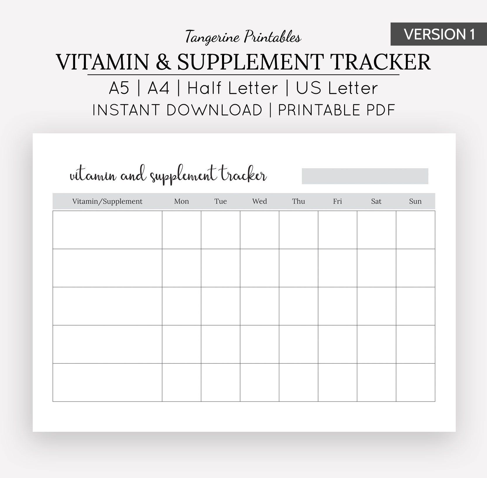 Supplement Tracker Vitamins Tracker Medicine Tracker / Etsy Australia