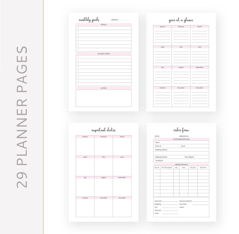 Small Business Planner Template Bundle A5 Printable Home Etsy
