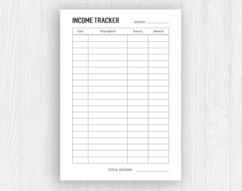 Income Tracker Monthly Income Tracker Business Planner | Etsy