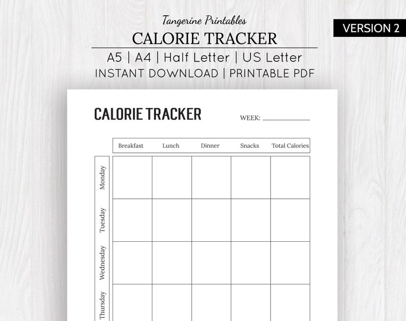 printable calorie tracker