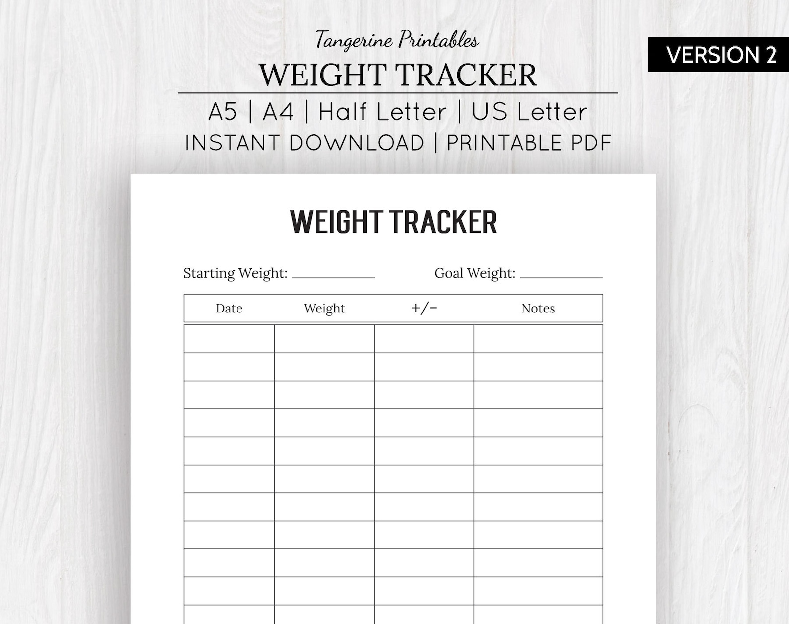 Tracker de perte de poids Poids perte agenda imprimable | Etsy