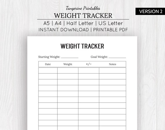 Printable Weight Chart Tracker