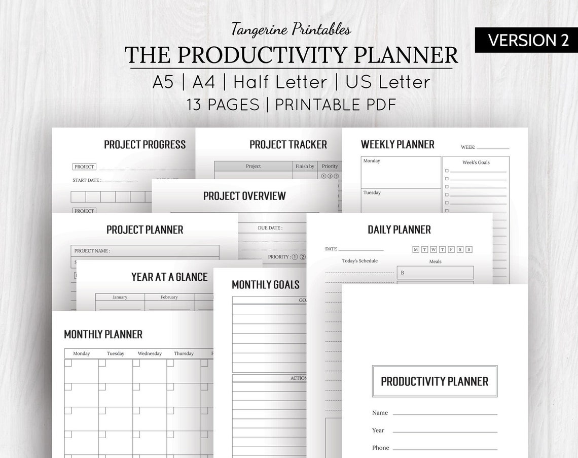 Project Planner Printables Productivity Planner Printable | Etsy