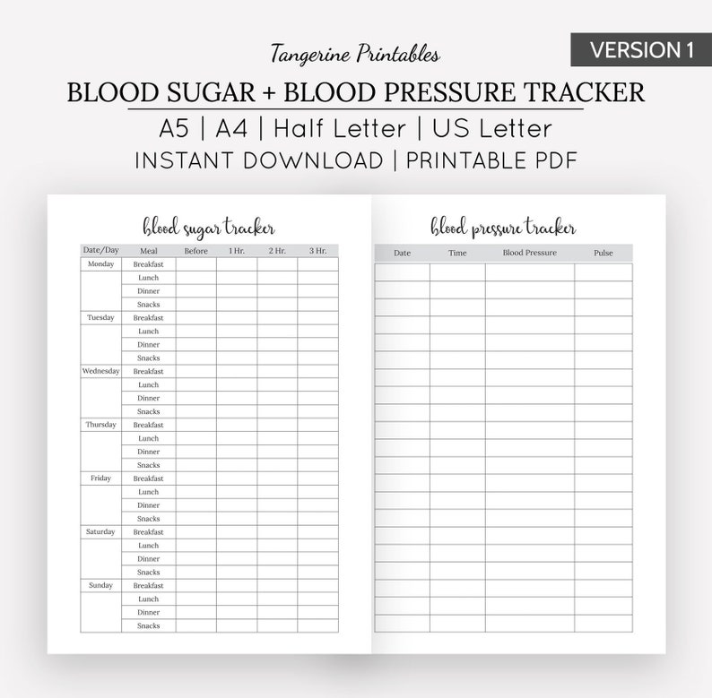 blood pressure sheet tracker