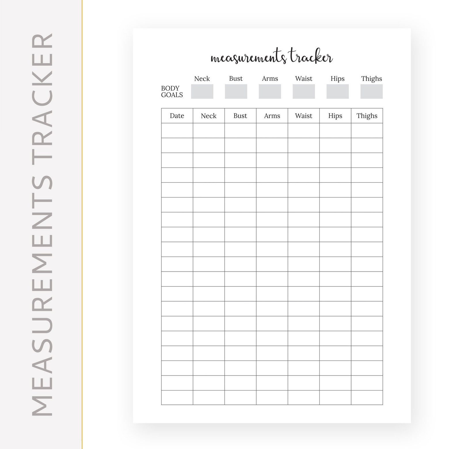 Measurement Tracker Printable Planner A5 A4 US Letter Half Etsy Measurement Tracker Printable Planner A5 A4 US Letter Half Etsy