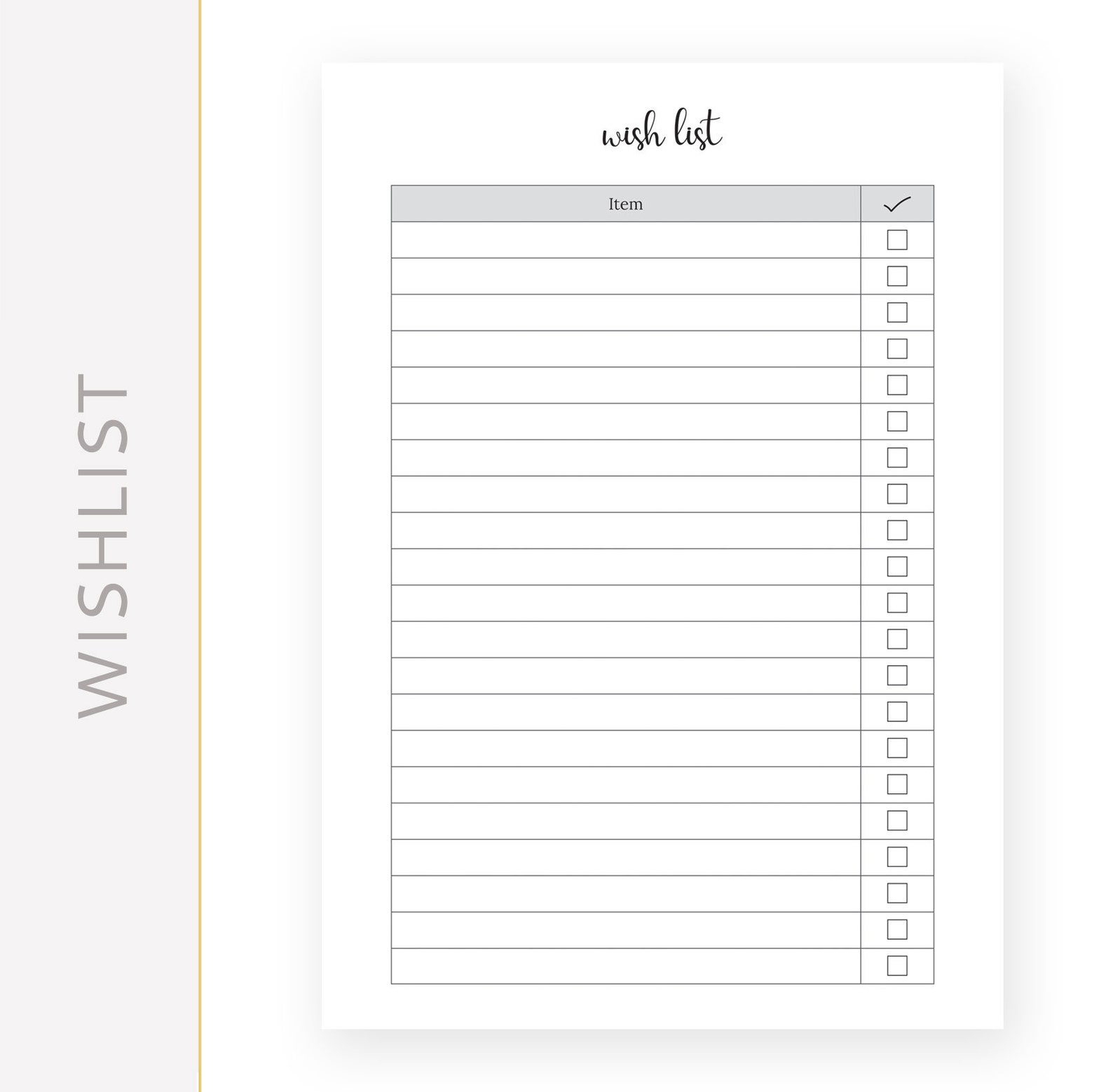 Wunschliste Wunschzettel-Tracker A5-A4 US Letter halbe | Etsy