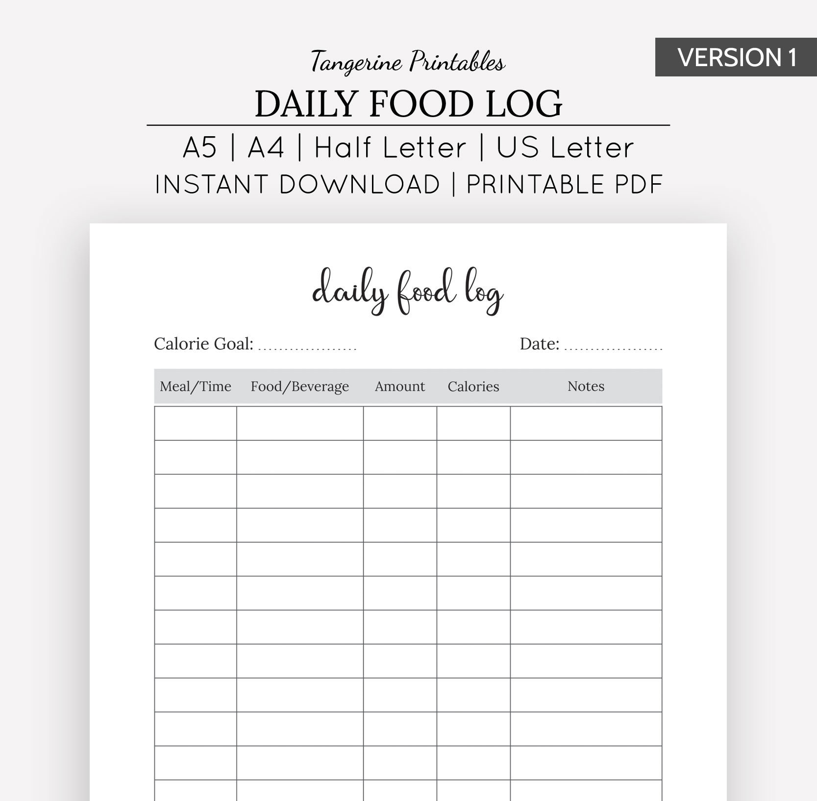 Food Tracker Printable Food Tracker Printable