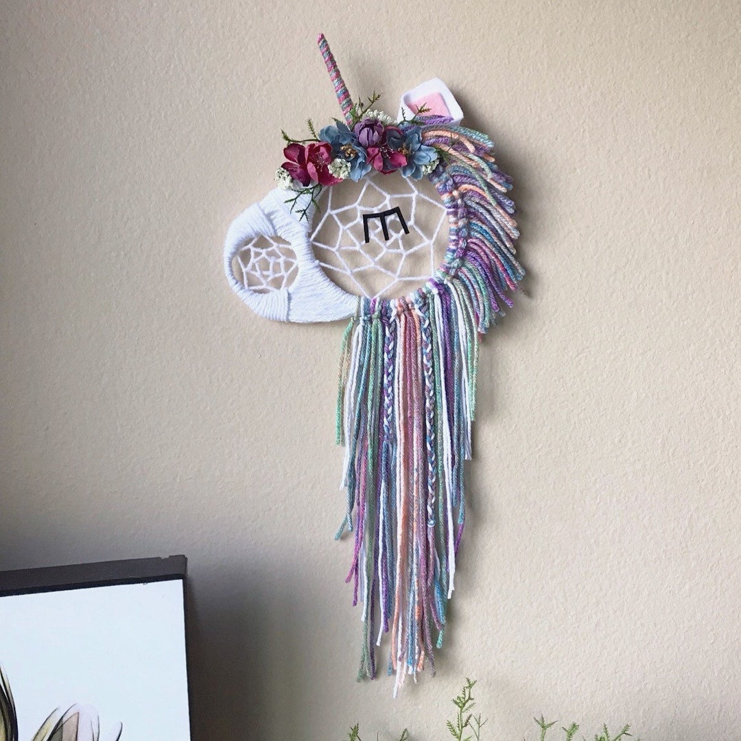 Boho Unicorn/floral Unicorn Dream Catcher |kids Decor| Boho Chic Decor ...