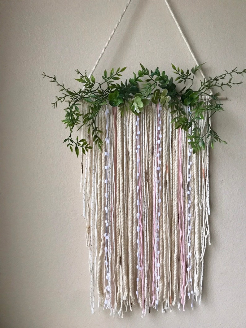 12 Wall Hanging With Greenery/ Boho Nursery Wall Hanging Etsy