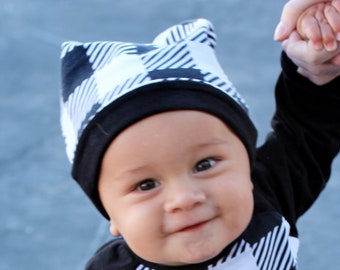 Slouchy baby beanie black baby beanie baby hat | Etsy