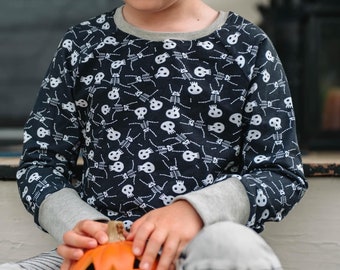 Skeleton halloween shirt - halloween kids shirt - Skeleton pullover - toddler halloween shirt -