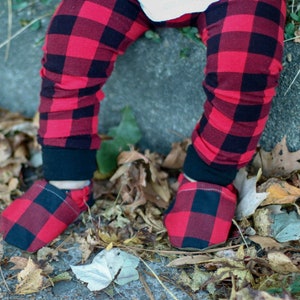 Red and Black Buffalo Plaid Baby Leggings Valentine's Baby Boy Leggings Toddler Pants Baby Pants Baby Joggers Toddler Leggings image 5